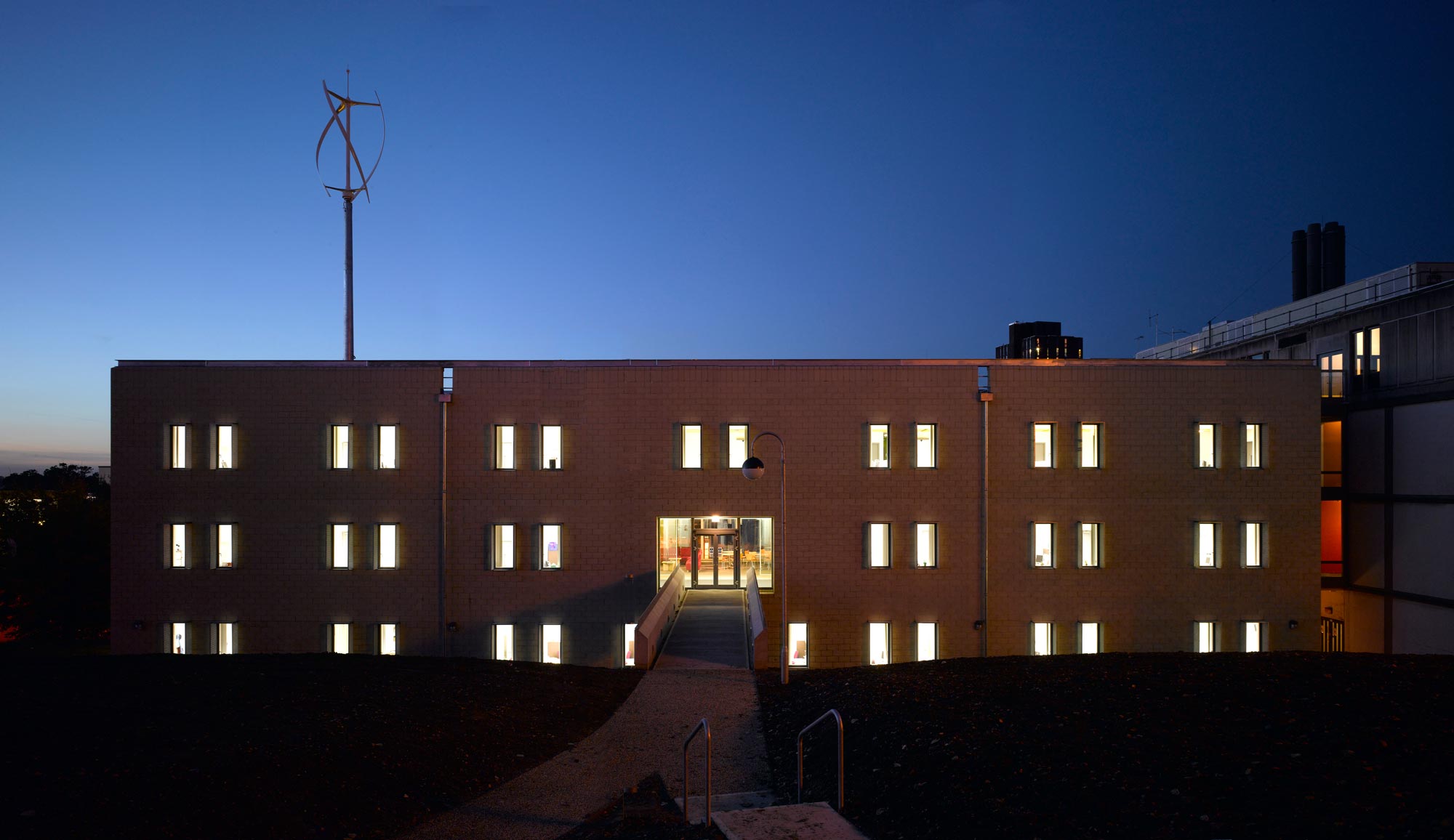 Health & Human Sciences Essex University - Exterior at night