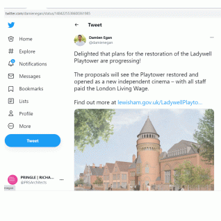 Ladywell Playtower - Twitter -  Mayor of Lewisham 22 Jan 2022