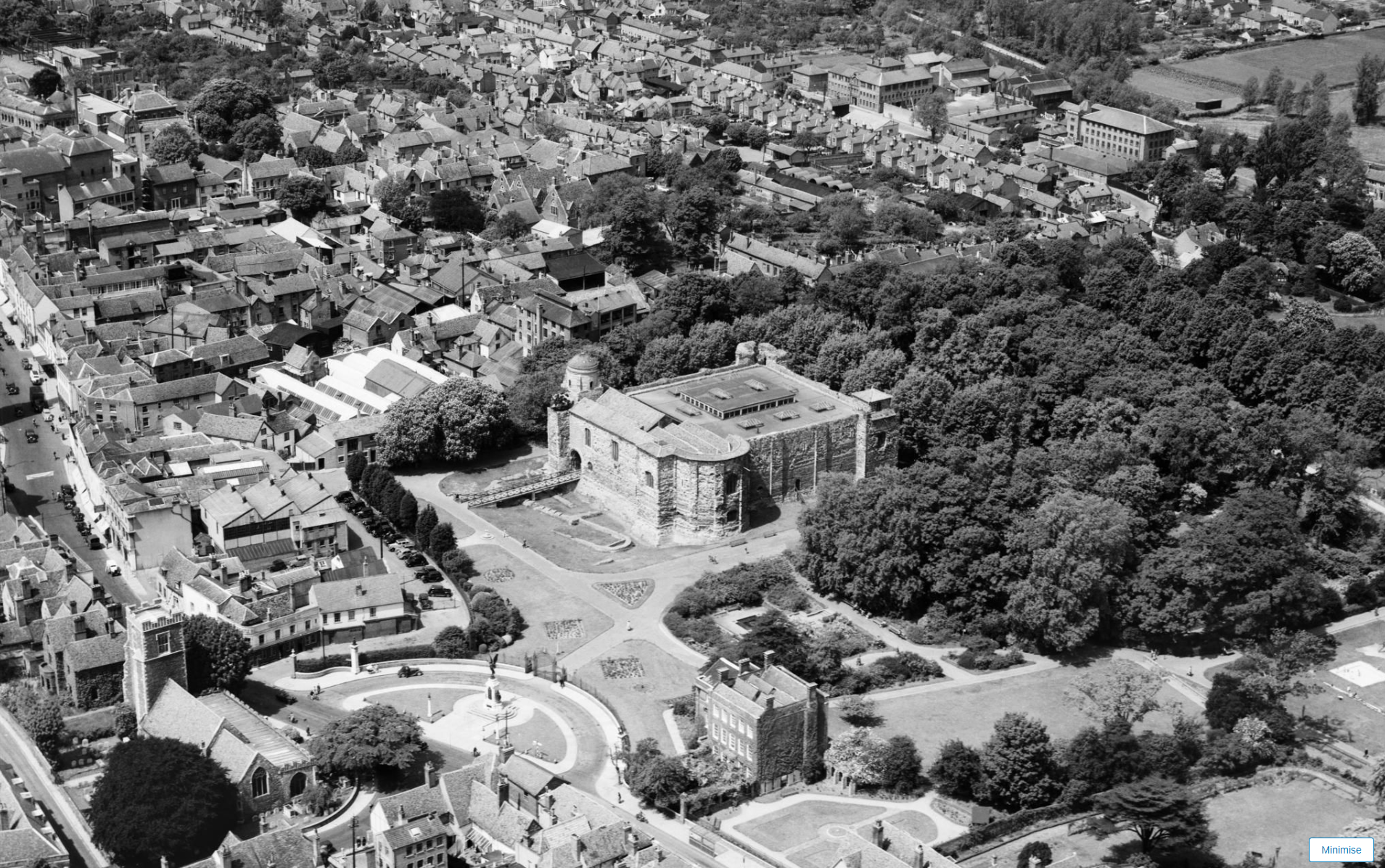 1950 aerial photo showing 1930s roof infill arrangement